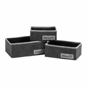 Premier Housewares Stuff Storage Boxes Dark Grey and Light Grey Set of 3, Grey