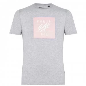 Fresh Ego Kid Mens Box Logo T Shirt - Grey/Dusty Pink