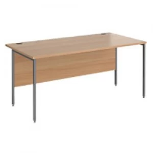 Rectangular Straight Desk with Beech Coloured MFC Top and Graphite H-Frame Legs Contract 25 1600 x 800 x 725mm