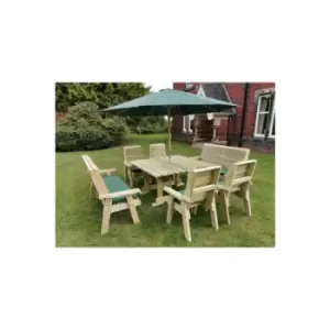 Churnet Valley - Ergo 8 Seater Square Table Including 2 Bench and 4 Chairs