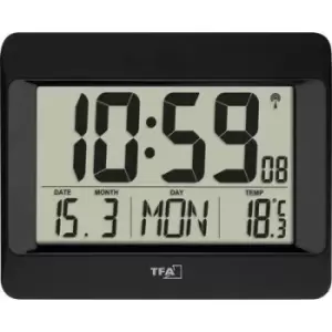 TFA Dostmann 60.4519.01 Radio Wall clock 215mm x 26mm x 160 mm Black Large display