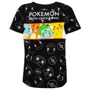 Pokemon Boys Characters T-Shirt (7-8 Years) (Black/White)