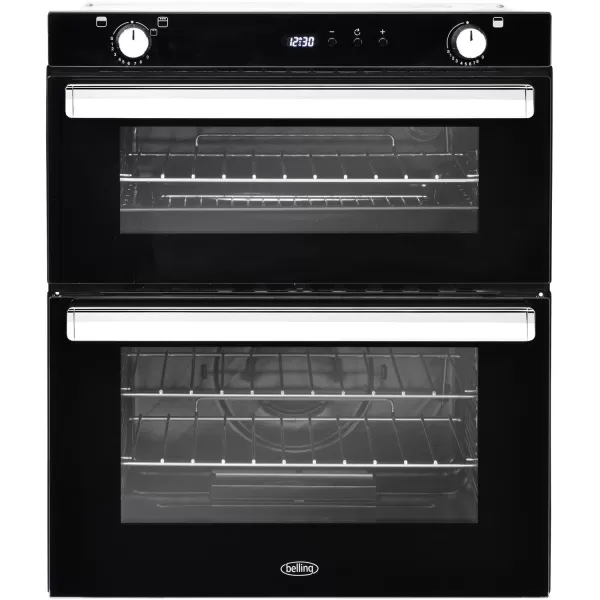 Belling BI702G Built Under Gas Double Oven with Full Width Electric Grill - Black - A/A Rated
