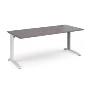 Office Desk Rectangular Desk 1800mm Grey Oak Tops With White Frames TR10