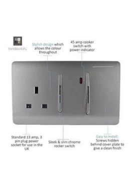 Trendiswitch 13A Cooker Swt & Socket Light Grey