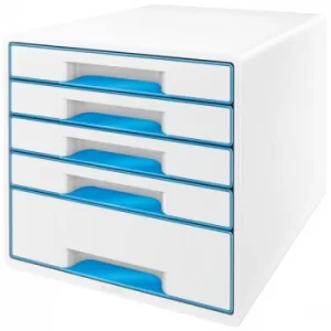 Leitz WOW Drawer Cabinet CUBE 5 Drawer white blue