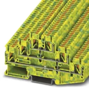 Phoenix Contact Green/Yellow PT 2.5-3PE Multi Level Terminal Block, 26 12 AWG, 0.14 4mm, ATEX
