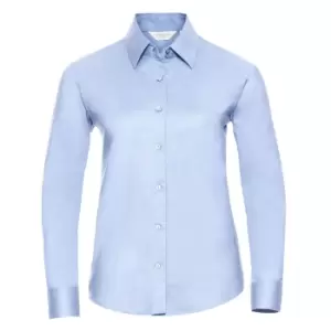 Russell Collection Ladies/Womens Long Sleeve Easy Care Oxford Shirt (L) (Oxford Blue)