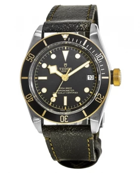 Tudor Black Bay 41 Steel & Gold Aged Leather Strap Mens Watch M79733N-0001 M79733N-0007