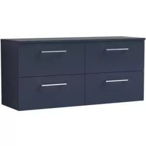 Arno Matt Electric Blue 1200mm Wall Hung 4 Drawer Vanity Unit with Worktop - ARN1724W2 - Electric Blue - Nuie