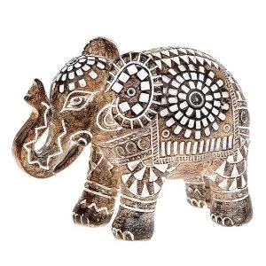 Aztec Elephant Wood Small Ornament