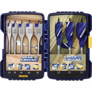 Irwin Blue Groove 8 Piece Auger and Flat Wood Drill Bit Set