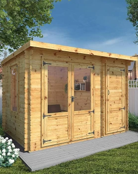 Mercia 3.5m x 2.4m Log Cabin + Side Shed