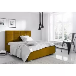 Bulia Upholstered Beds - Plush Velvet, Super King Size Frame, Mustard - Mustard