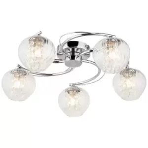 Endon Mesmer Multi Arm Glass Semi Flush Ceiling Lamp, Chrome Plate With Glass, Glass Beads