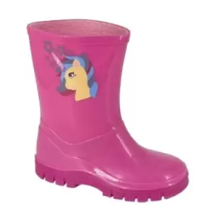 StormWells Girls Fantasy Unicorn Wellington Boots (3 UK Child) (Pink)