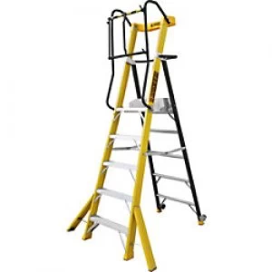 CLIMB-IT Glass Fibre Podium Ladder 5 Steps Yellow Capacity: 150 kg