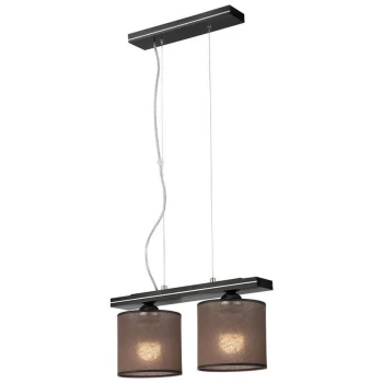 Lamkur Lighting - Sofia Bar Pendant Ceiling Light With Fabric Shade, Wenge, 2x E27