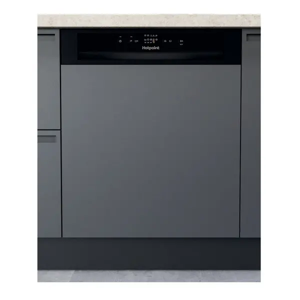 Hotpoint H3BL626BUK Semi Integrated Standard Dishwasher - Black Control Panel - E Rated