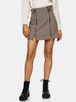 Topshop Check Binding Mini Skirt - Cream, Size 10, Women