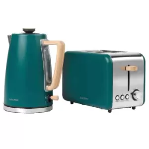 Salter Teal Wood Kettle And Toaster Bundle Combo-7999