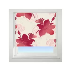 Universal - Lily Patterned Thermal Blackout Roller Blind, Red, W60cm
