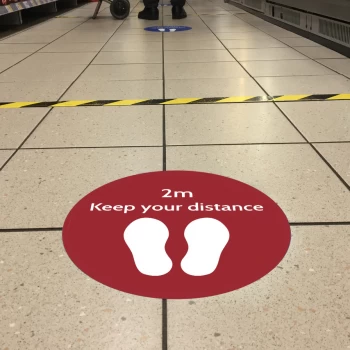 Social Distance Floor Marker - Red Circle (400 X 400mm)