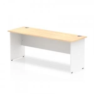Trexus Desk Rectangle Panel End 1800x600mm Maple Top White Panels Ref