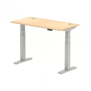 Air 1200/600 Maple Height Adjustable Desk with Cable Ports with Silver Legs