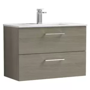 Arno Solace Oak 800mm Wall Hung 2 Drawer Vanity Unit with 18mm Profile Basin - ARN2526B - Solace Oak - Nuie