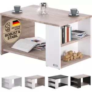 Coffee table with shelf 2 compartments storage space 90x59x48cm scratch-resistant wood 50kg load capacity large living room office sofa side table