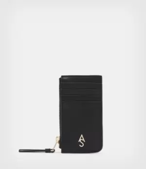 AllSaints Womens Marlborough Leather Cardholder, Black