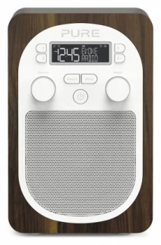 Pure Evoke H2 DABFM radio with wood casing and alarm.