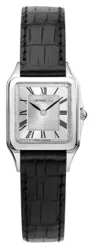 Herbelin 17457AP01 Luna Silver Dial Black Leather Strap Watch