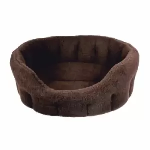 P&L Premium Oval Fleece Extra Large Softee Bed - Brown