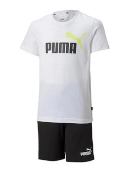 Puma Puma Boys Jersey Short & Tee Set - White/black, White/Black, Size 13-14 Years