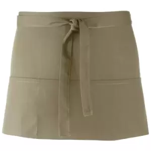 Premier Ladies 'colours' 3 Pocket Apron / Workwear (pack Of 2) (one Size, Olive)