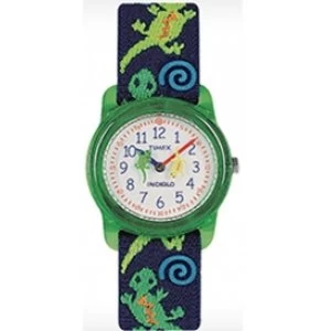 Timex Kids Childrens Quartz Watch with White Dial Analogue Display and Multicolour Textile Strap T728814E