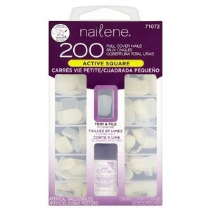 Nailene 200 Full Cover Nails - Short Square Clear