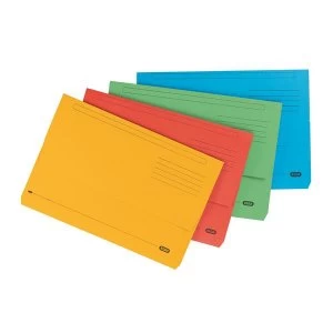 Elba Strongline Foolscap Bright Manilla Document Wallet Half Flap Heavyweight 320gsm 32mm Assorted Pack of 25