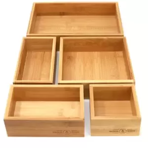 Bamboo Drawer Organiser - 5 Piece M&W - Brown