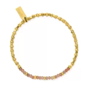 ChloBo Gold Plated & Peach Moonstone Sparkle Cube Bracelet