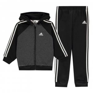 adidas Stripe Fleece Tracksuit Infants - Black/Grey/Wht