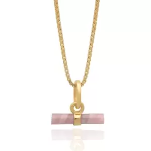 Rachel Jackson London Gold Plated Rose Pink Mini T-Bar Necklace