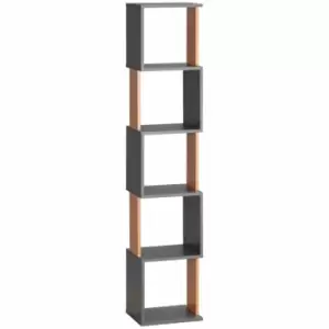 HOMCOM Freestanding Modern 5-tier Bookshelf Dark Grey