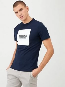 Barbour International Block Logo T-Shirt - Navy, Size L, Men