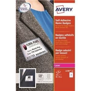 Original Avery L4787 80x50mm Self Adhesive Name Badges 200 Labels