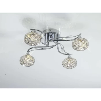 Ceiling lamp Leimo 4 Bulbs polished chrome / crystal