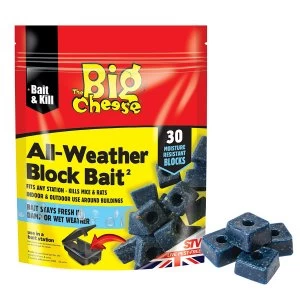 The Big Cheese Mouse and Rat Killer All Weather Block Bait - 30 x 10g