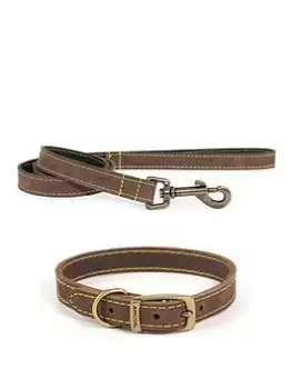 Ancol Timberwolf Leather Collar Sable 45-54Cm Size 6 And Timberwolf Leather Lead Sable 1Mx19Mm
